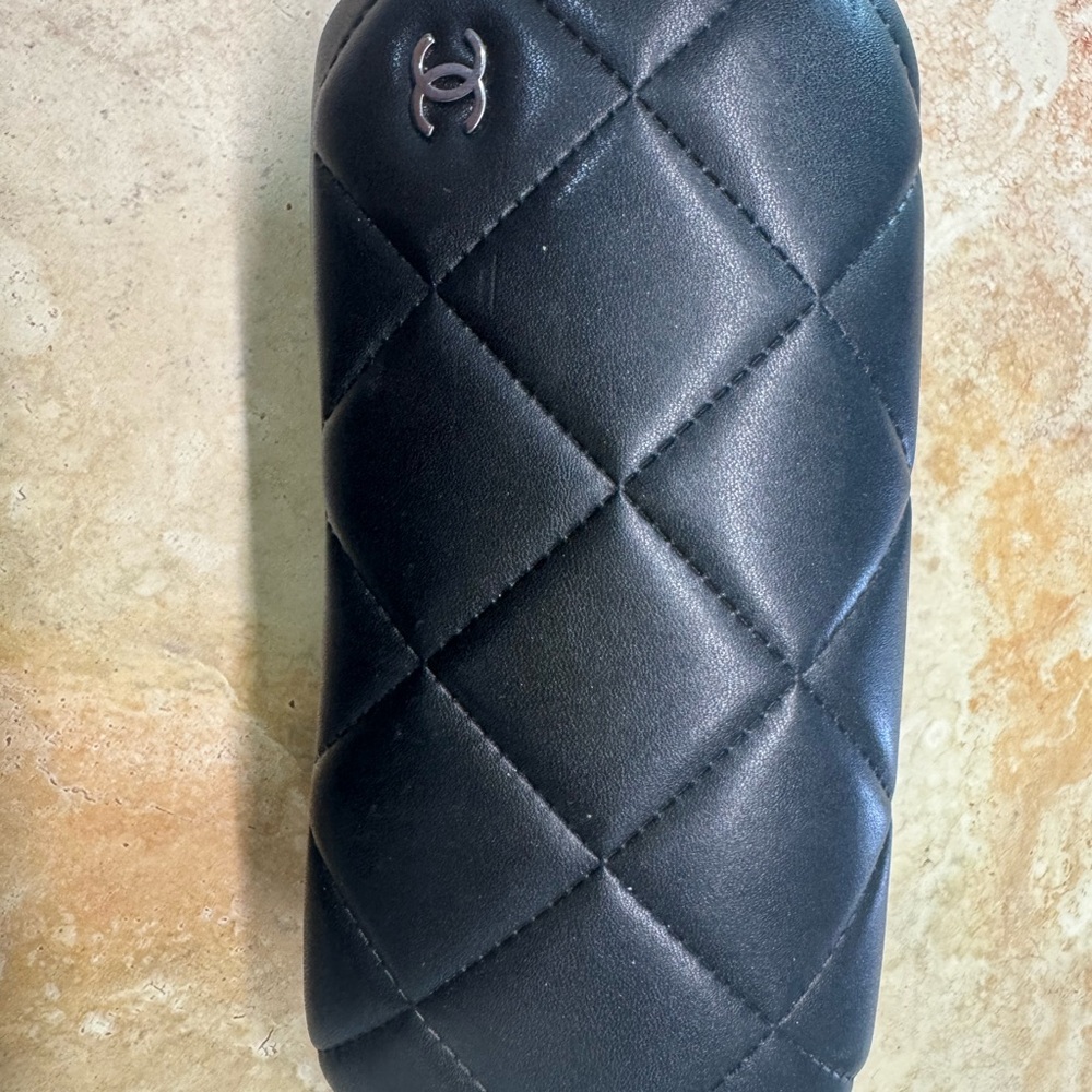 CHANEL Black Quilted Eyewear Case